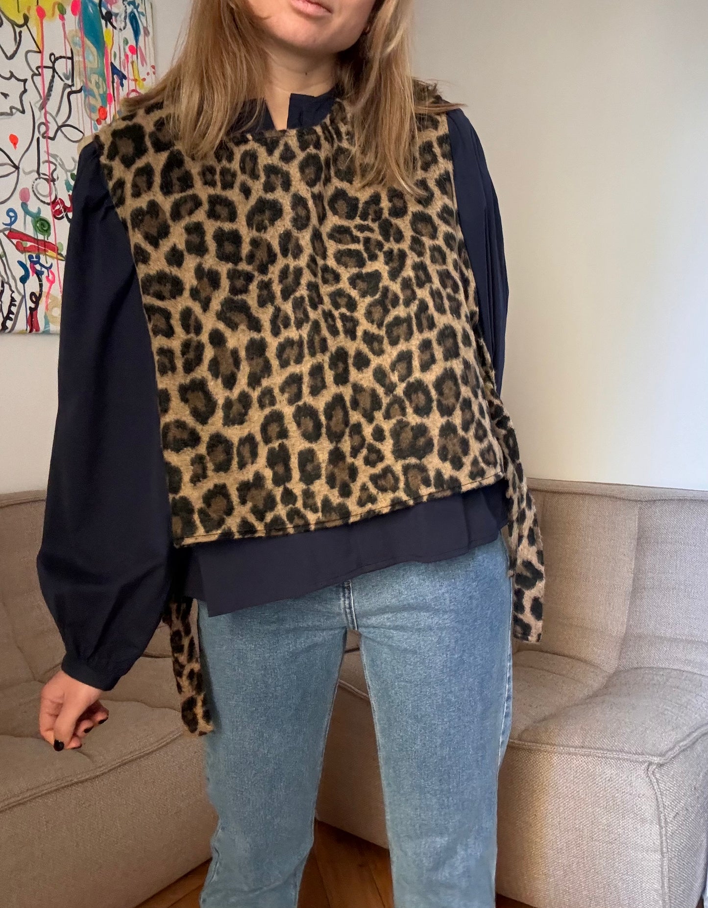 Pull sans manche Basile léopard