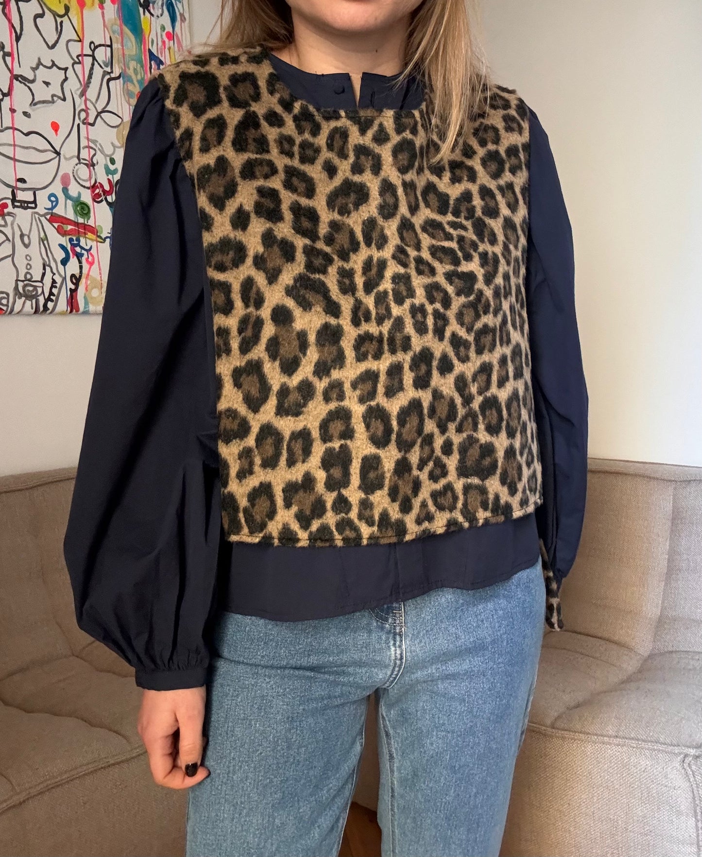 Pull sans manche Basile léopard