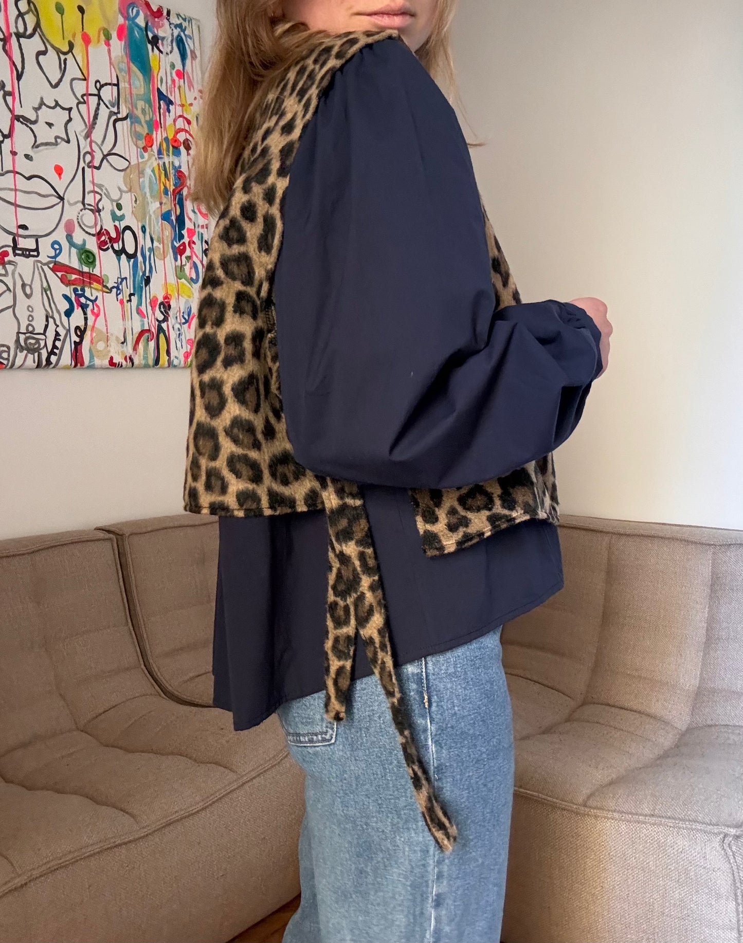 Pull sans manche Basile léopard