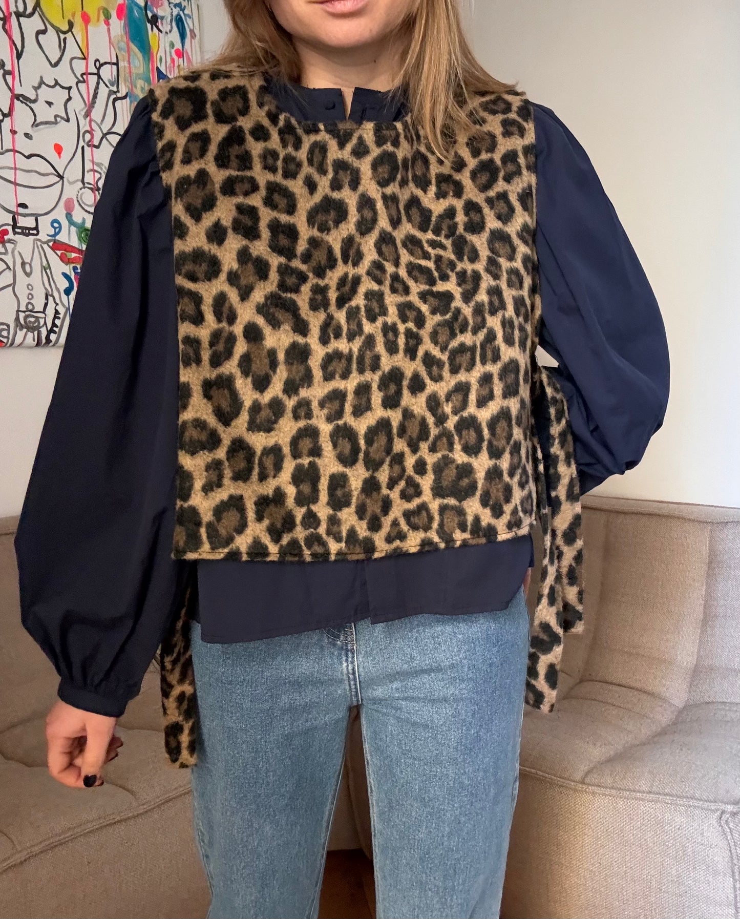 Pull sans manche Basile léopard