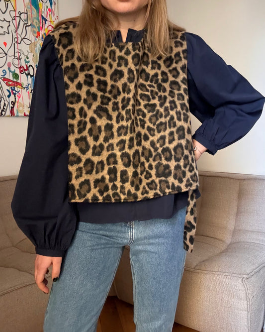 Pull sans manche Basile léopard